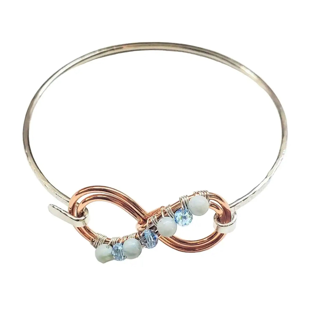 5 Infinity Bangle Copper Silver Turquoise Crystal Double Infinity Bangle – Alexa Martha ...