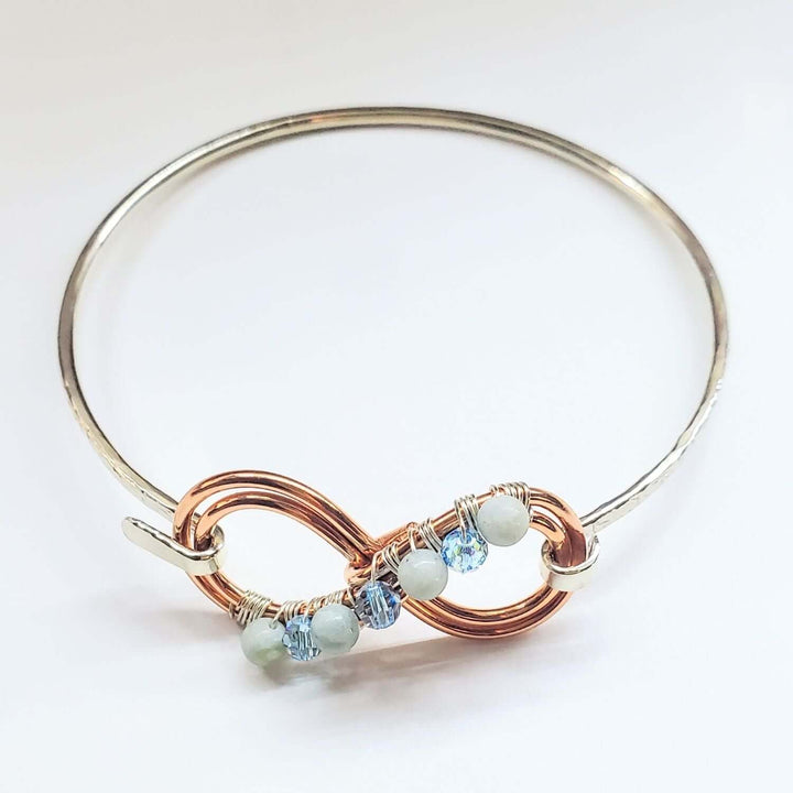 Copper Silver Turquoise Crystal Double Infinity Bangle