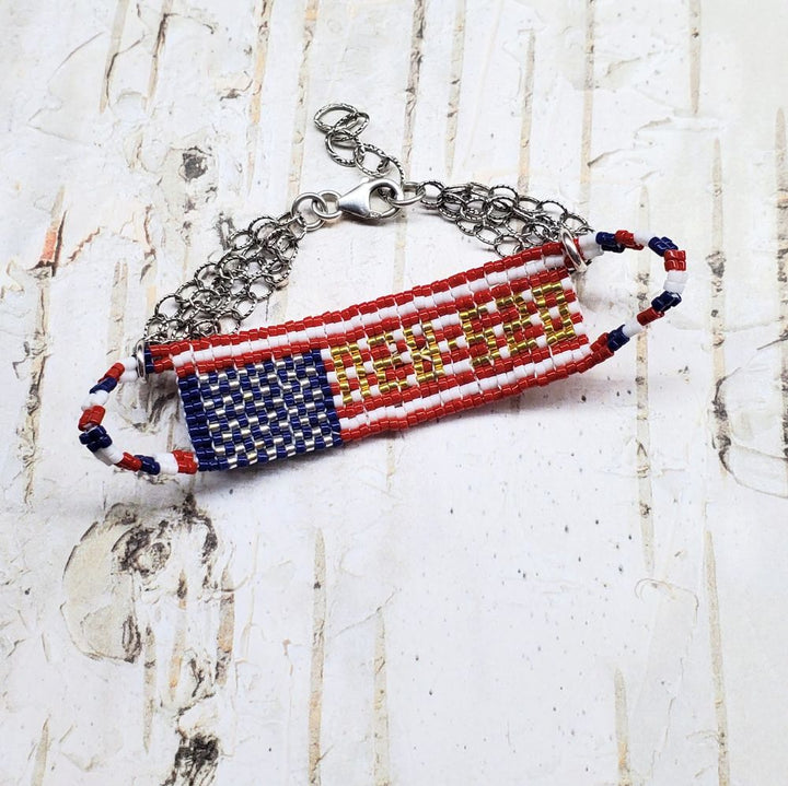 USA 250th Anniversary Beaded Bracelet By Alexa Martha showcasing detailed bead craftsmanship.