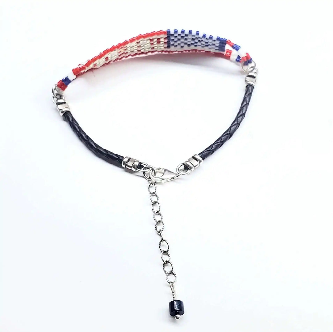 USA 250th Anniversary Beaded Silver Letter Bracelet