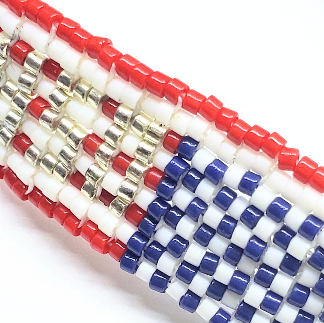 USA 250th Anniversary Beaded Silver Letter Bracelet