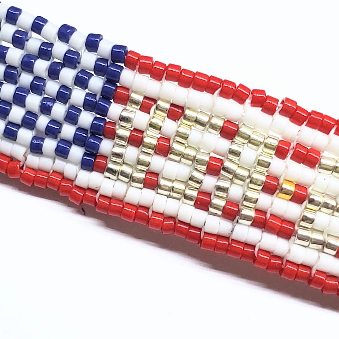 USA 250th Anniversary Beaded Silver Letter Bracelet
