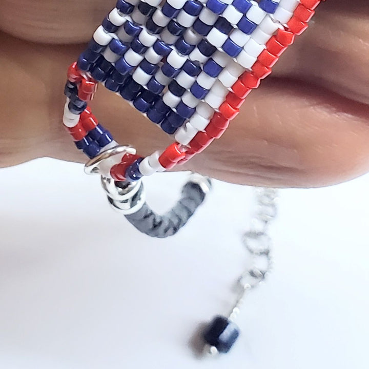 USA 250th Anniversary Beaded Silver Letter Bracelet
