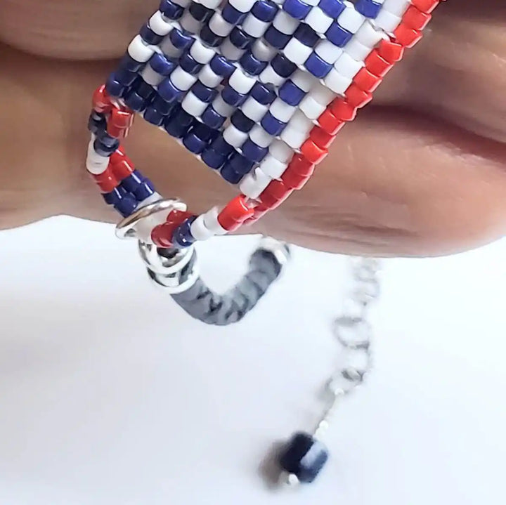 USA 250th Anniversary Beaded Silver Letter Bracelet
