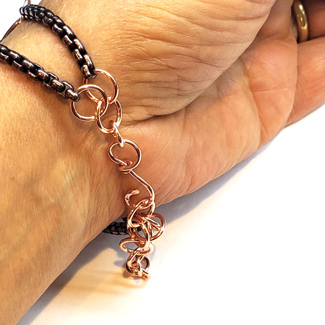 2-Become-1 Infinity Wire Wrapped Crystal Cuff Bracelet
