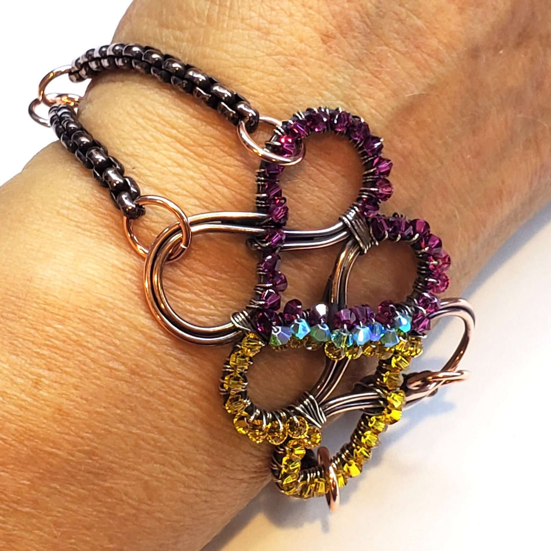 2-Become-1 Infinity Wire Wrapped Crystal Cuff Bracelet