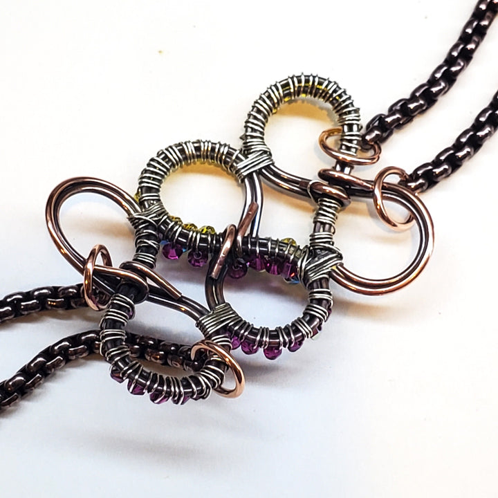 2-Become-1 Infinity Wire Wrapped Crystal Cuff Bracelet
