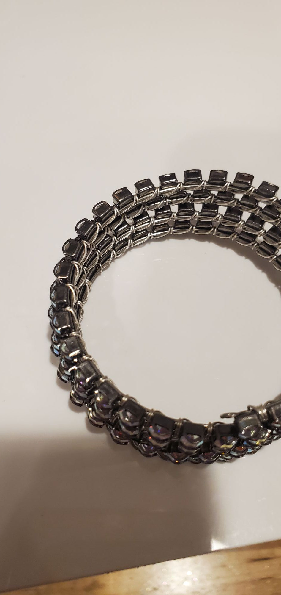 Swarovski Crystal Sterling Silver Wire Wrap Flex Cuff