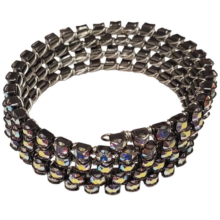 Swarovski Crystal Sterling Silver Wire Wrap Flex Cuff