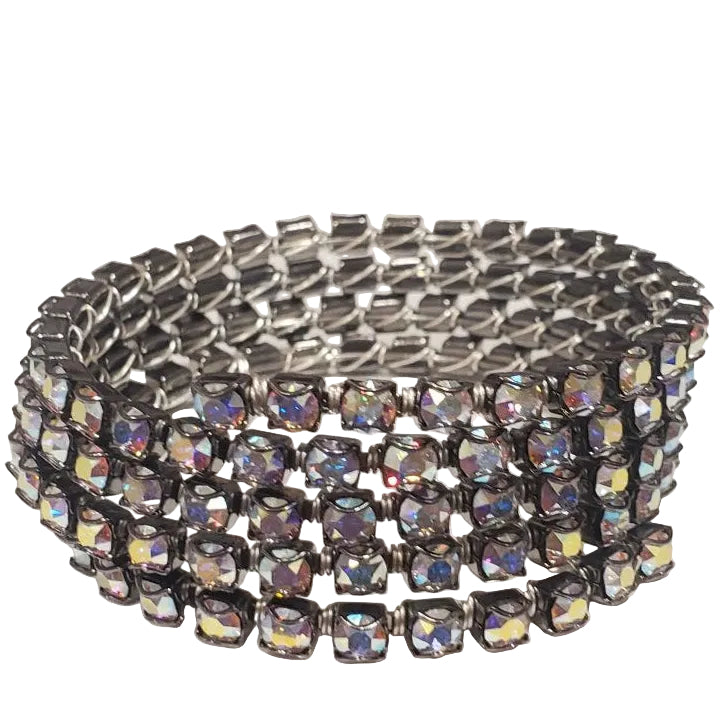 Swarovski Crystal Sterling Silver Wire Wrap Flex Cuff