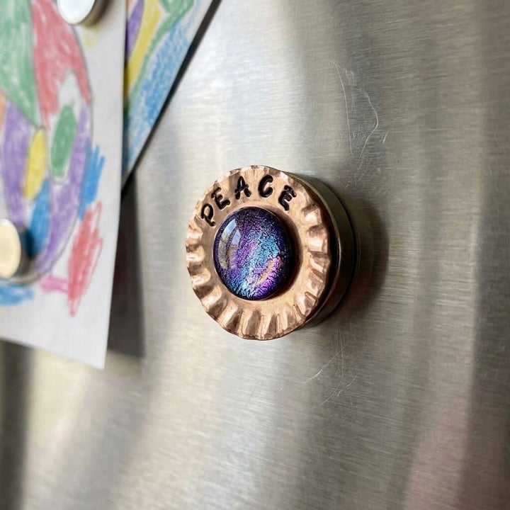 Handmade Stamped Artisan Copper Flower Refrigerator Magnets