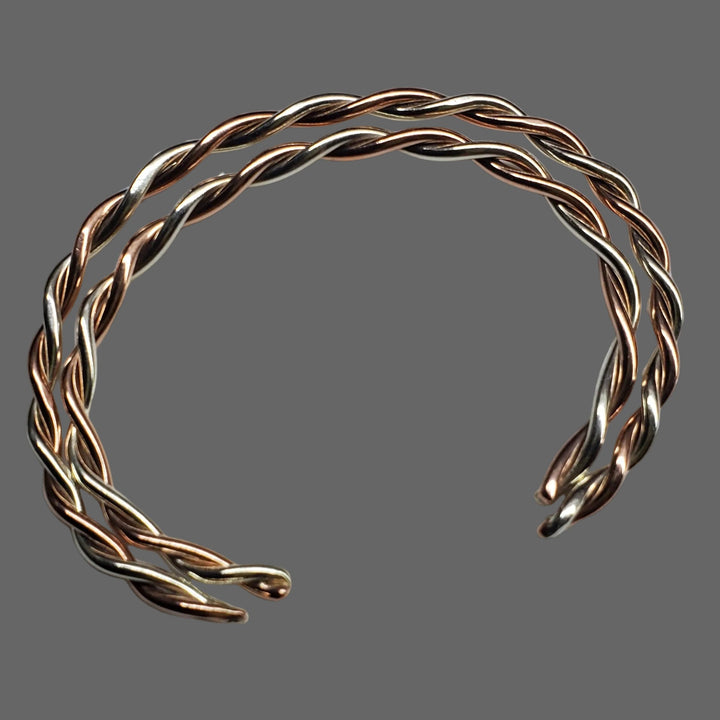 Twisted Copper &amp; Silver Couples Cuff Bangle Set