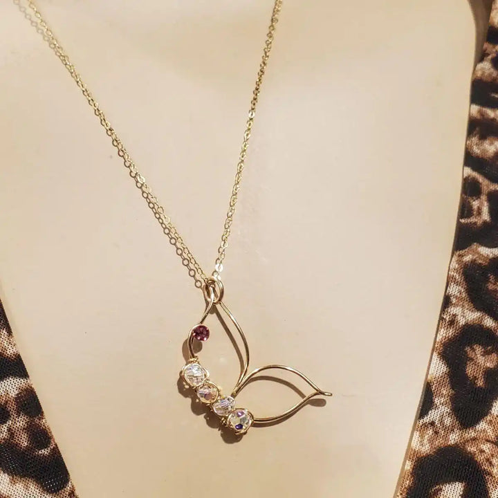 Wire Sculpted Crystal Butterfly Necklace Natalia
