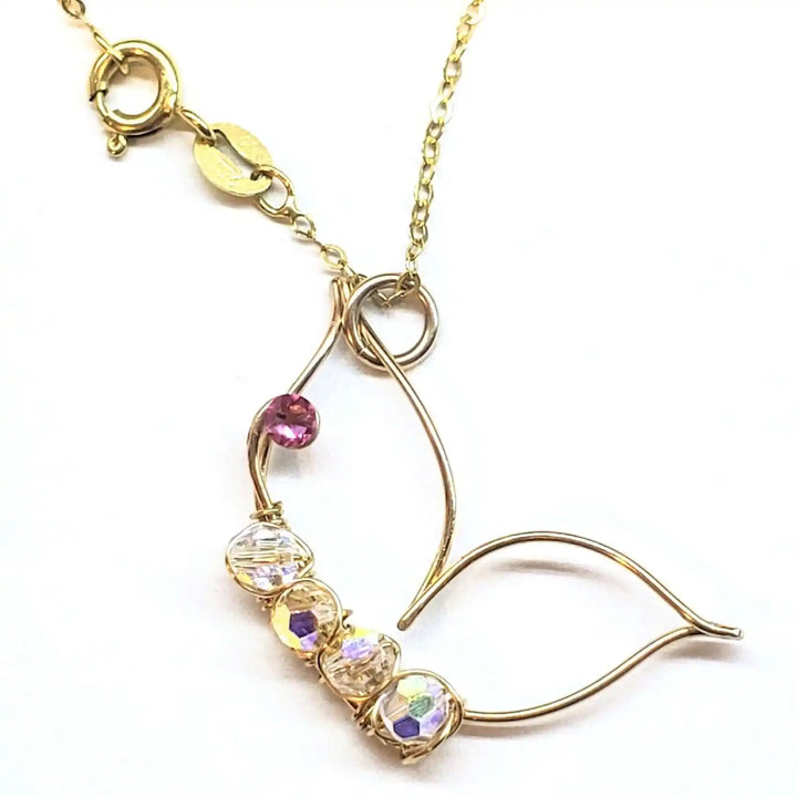 Wire Sculpted Crystal Butterfly Necklace Natalia