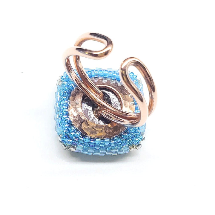 OOAK018Adjustable Copper Aqua Crystal Bezel Shank Button RingRingsRing$ 100.00Alexa Martha Designs