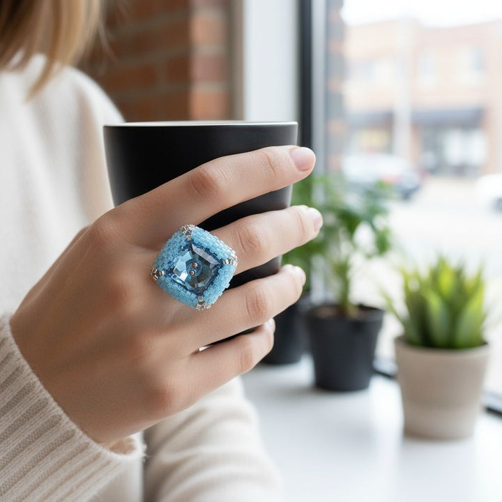 OOAK018Adjustable Copper Aqua Crystal Bezel Shank Button RingRingsRing$ 100.00Alexa Martha Designs