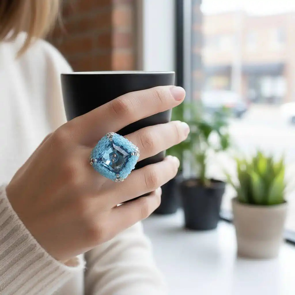 OOAK018Adjustable Copper Aqua Crystal Bezel Shank Button RingRingsRing$ 100.00Alexa Martha Designs