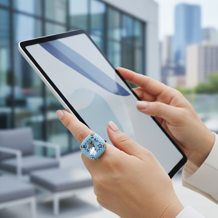 OOAK018Adjustable Copper Aqua Crystal Bezel Shank Button RingRingsRing$ 100.00Alexa Martha Designs