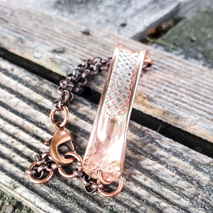 AMD1321Adjustable Handmade Sculpted Copper Channel Silver MeshBraceletsCuff Bracelet$ 86.00Alexa Martha Designs
