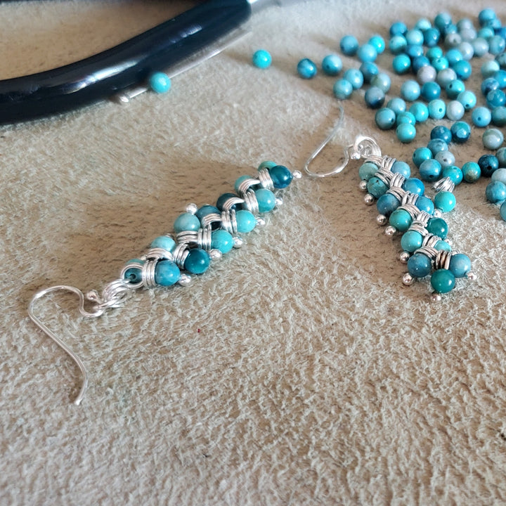 AMD1074As Seen On TV Jane The Virgin Silver Turquoise Wire Wrapped EarringsJewelryEarrings$ 140.00Alexa Martha Designs