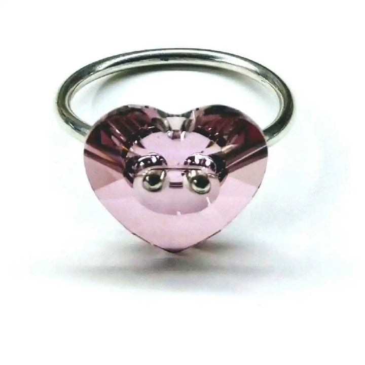 Big Girl Large Light Purple I LOVE YOU Heart Bling Ring featuring a sparkling heart-shaped Swarovski crystal.