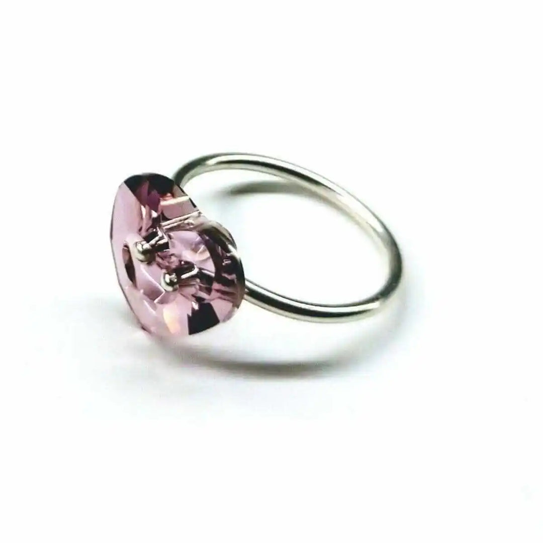 Big Girl Large Light Purple I LOVE YOU Heart Bling Ring featuring a Swarovski crystal heart in Lila Shadow purple.