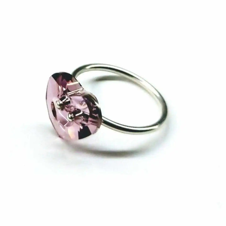 Big Girl Large Light Purple I LOVE YOU Heart Bling Ring featuring a Swarovski crystal heart in Lila Shadow purple.