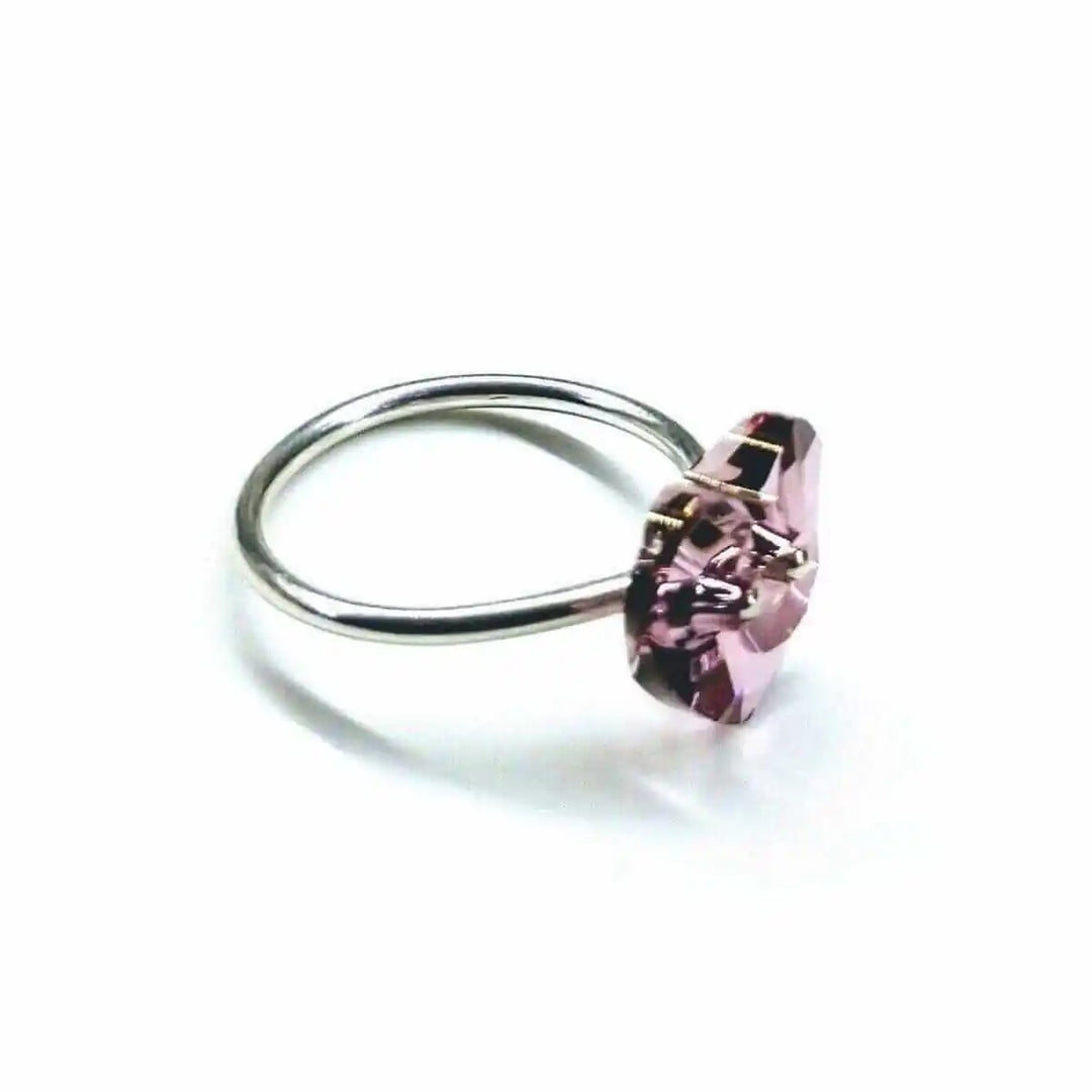 Big Girl Large Light Purple I LOVE YOU Heart Bling Ring featuring a Swarovski crystal heart in Lila Shadow purple.