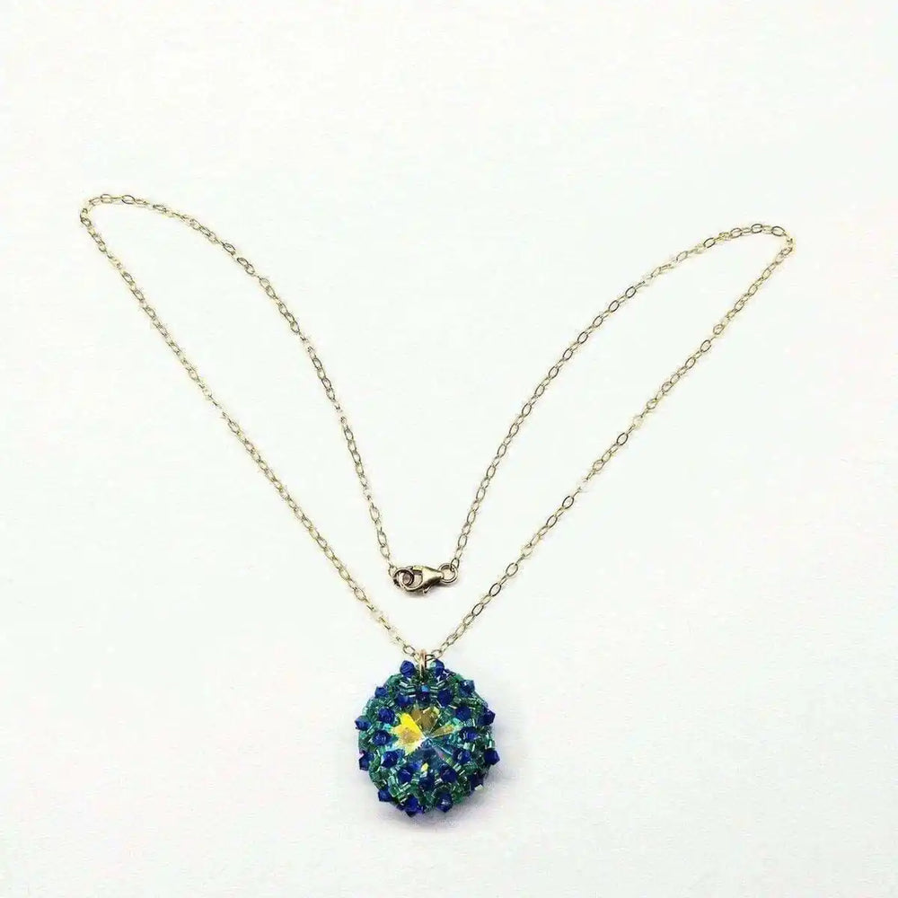 AMD1092 Blue Green Beaded Super Sparkly Rivoli CrystalJewelryNecklace$ 97.00Alexa Martha Designs