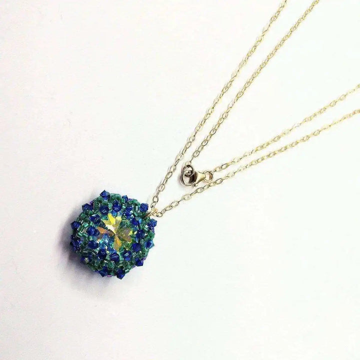 AMD1092 Blue Green Beaded Super Sparkly Rivoli CrystalJewelryNecklace$ 97.00Alexa Martha Designs