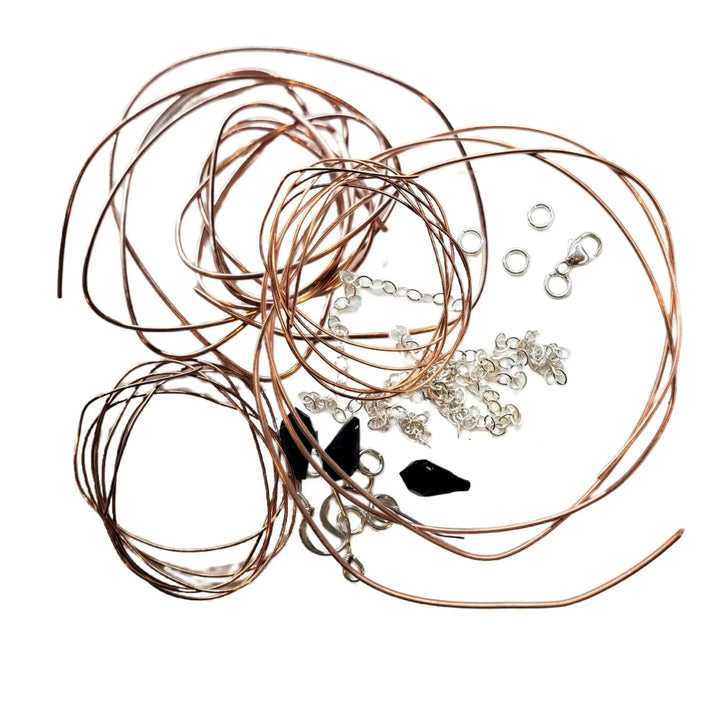 Complete jewelry set making tutorials kits bundle materials including wire and accessories for crafting.