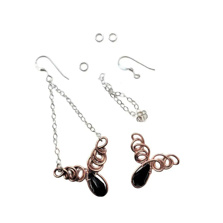 Complete jewelry set making tutorials kits bundle featuring wire-sculpted earrings and materials.