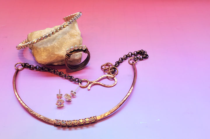 AMD1320-AMD1320-2-AMD1320-3-AMD1320-4 Handmade 7-year anniversary Copper Crystal Choker 4-Piece Set - Jewelry Set - Alexa Martha Designs   9916928852272