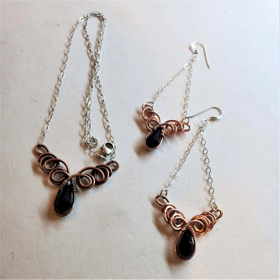 Class 1 Assembly Components for Earrings Necklace Tutorials - Demo jewelry set with necklace and earrings.