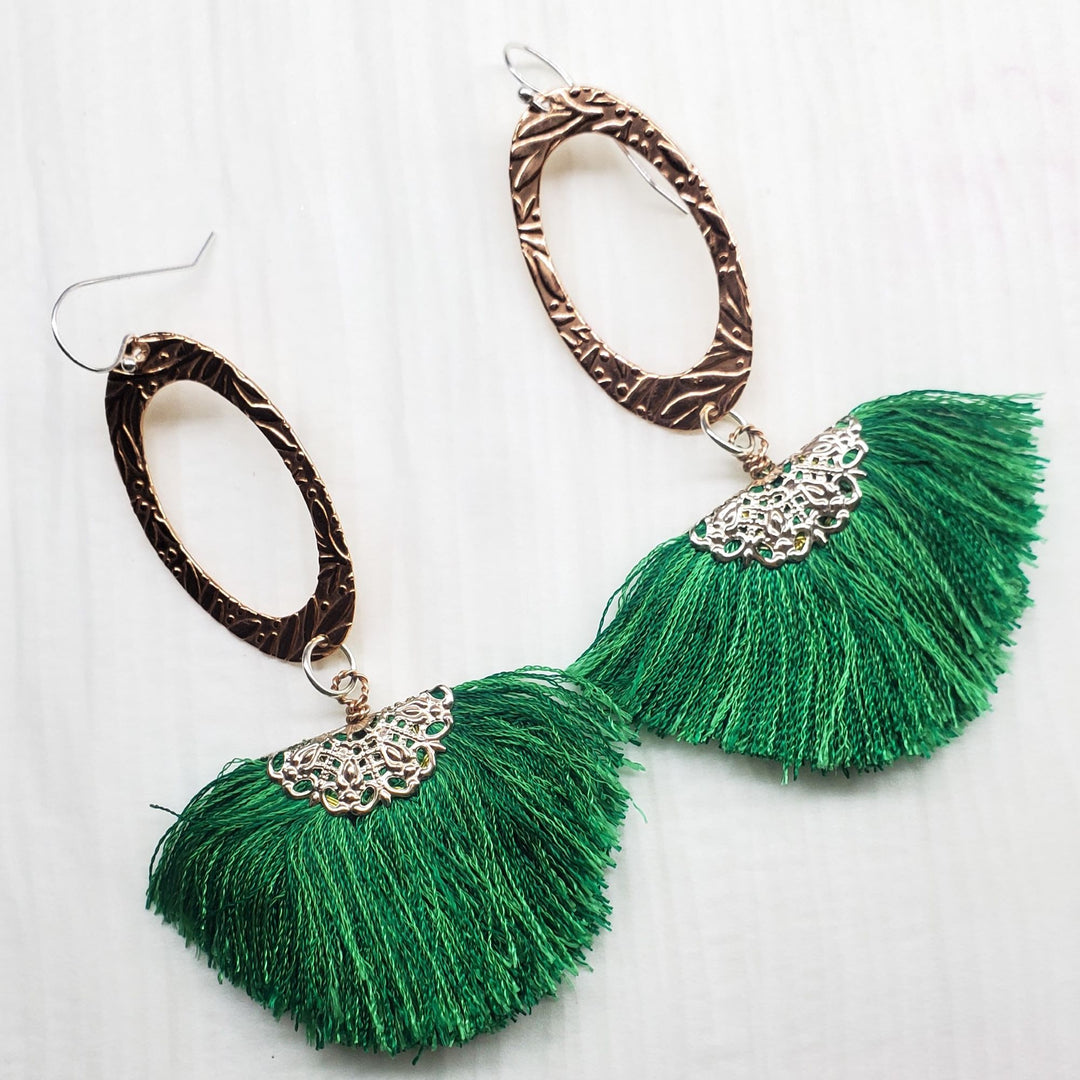 AMD1177-3 Handmade Rayon Silk Filigree Silk Fan TasselJewelryEarrings$ 55.00Alexa Martha Designs