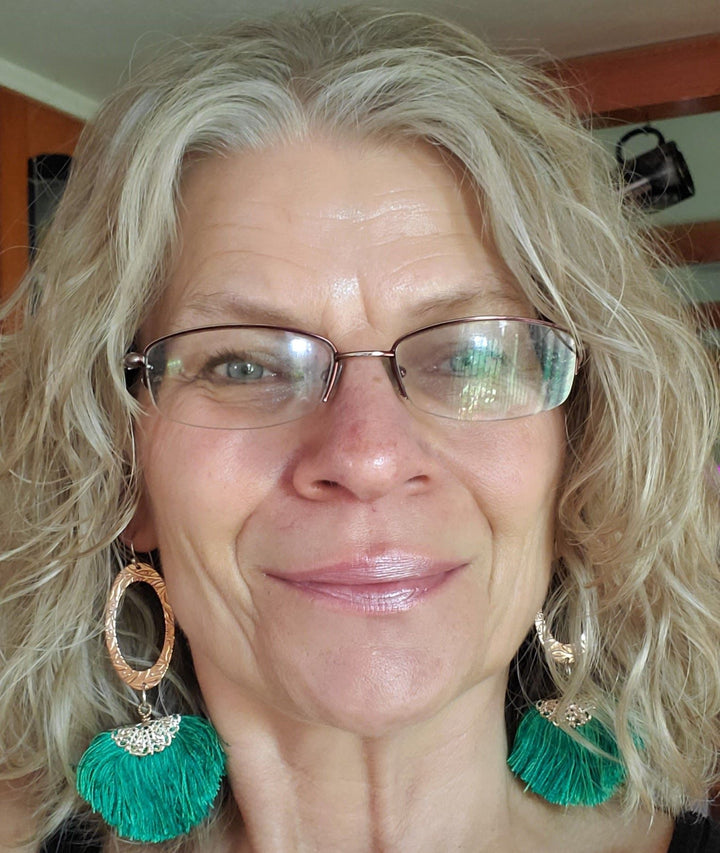 AMD1177 Handmade Rayon Silk Filigree Silk Fan TasselJewelryEarrings$ 55.00Alexa Martha Designs