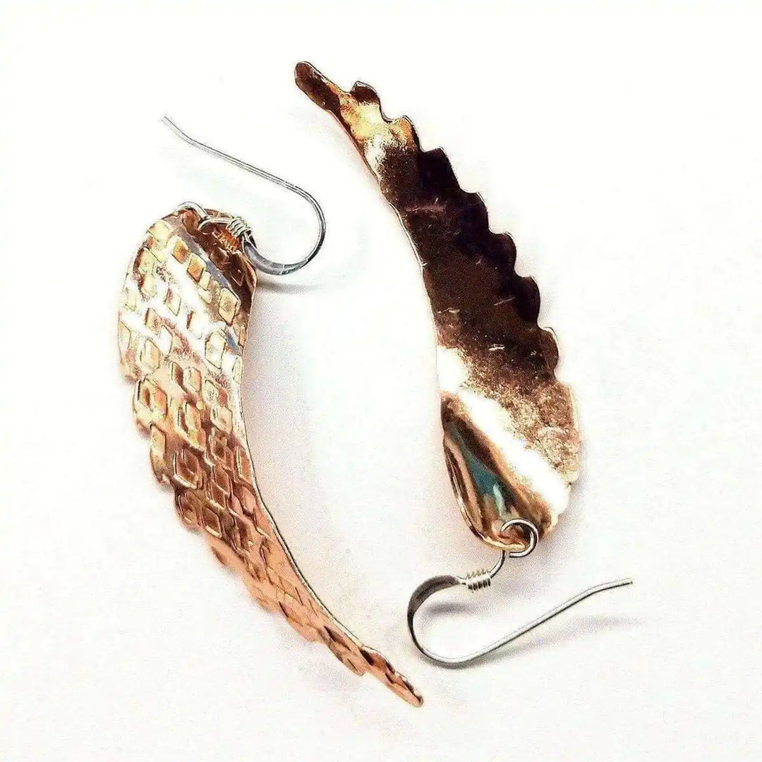 AMD1043 Copper Hammer Pattern Sculpted Angel WingsJewelryEarrings$ 45.00Alexa Martha Designs