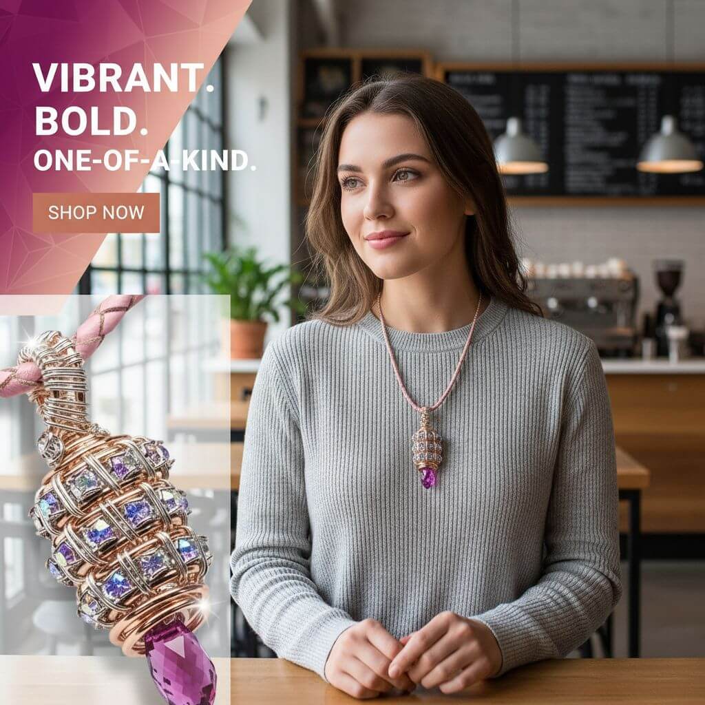 Tubular Fuchsia Crystal Wire Pendant by Alexa Martha DesignsNecklacesNecklace$ 118.00Alexa Martha Designs