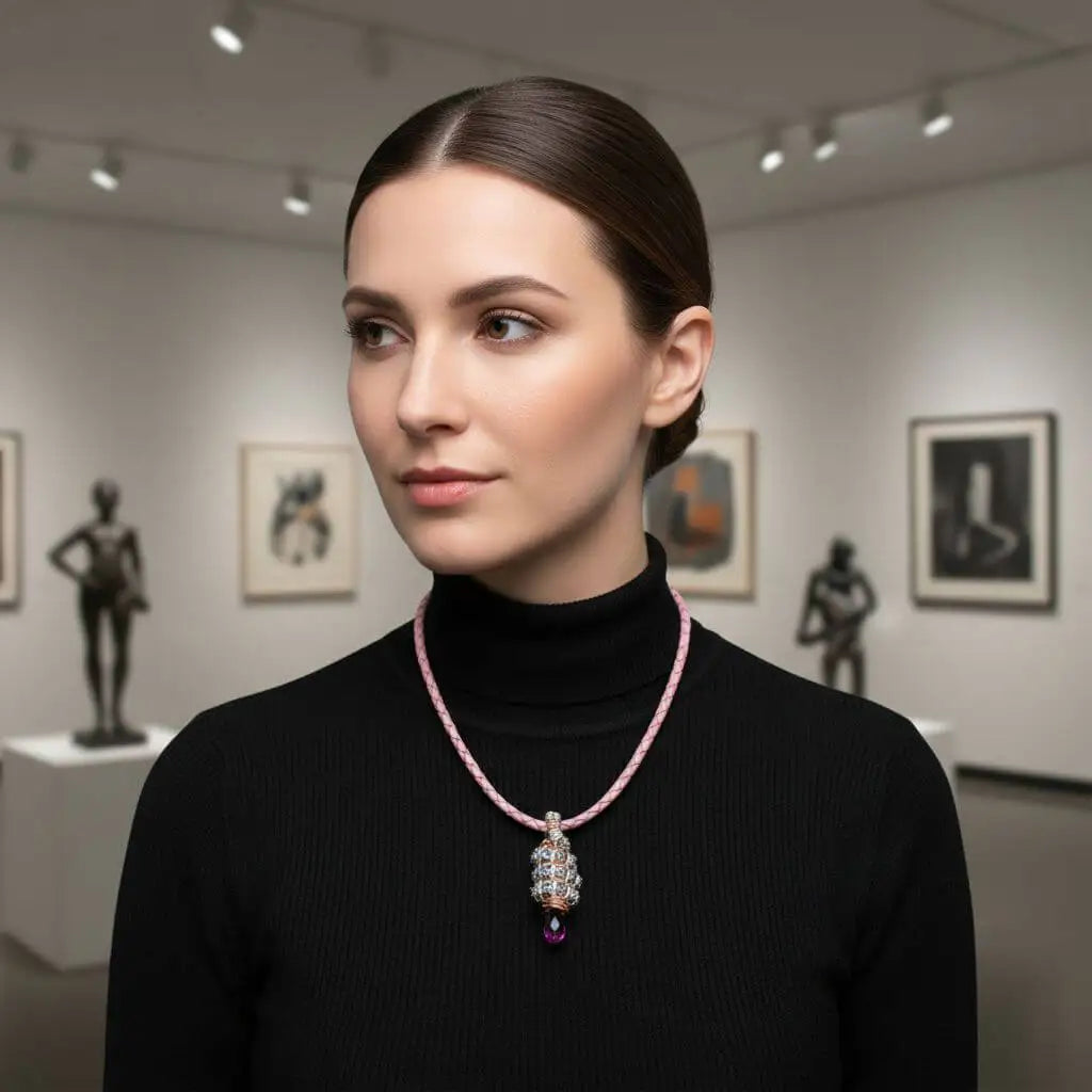 Tubular Fuchsia Crystal Wire Pendant by Alexa Martha DesignsNecklacesNecklace$ 118.00Alexa Martha Designs