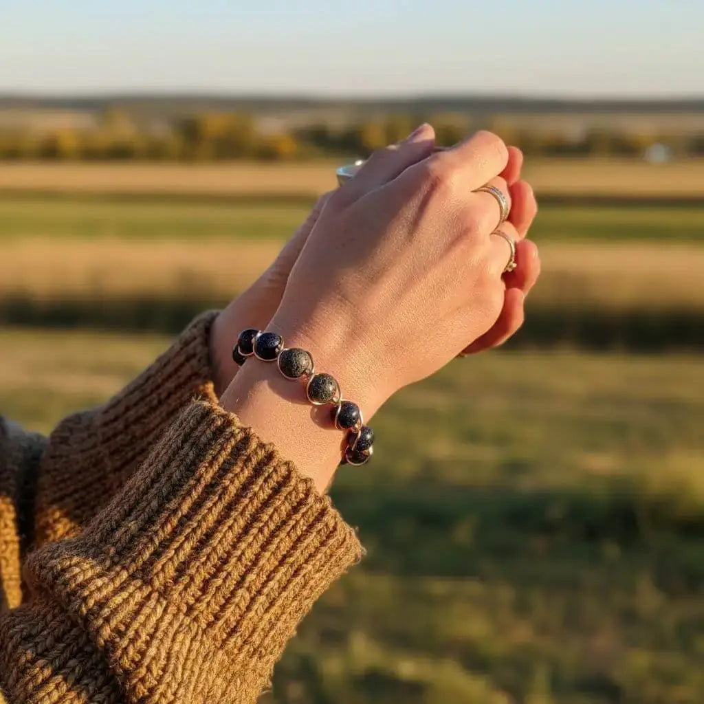 AMD1325Copper Spiral Twist Wrap Blue Disco Sandstone Beads LavaBraceletsBangle Bracelet$ 53.00Alexa Martha Designs