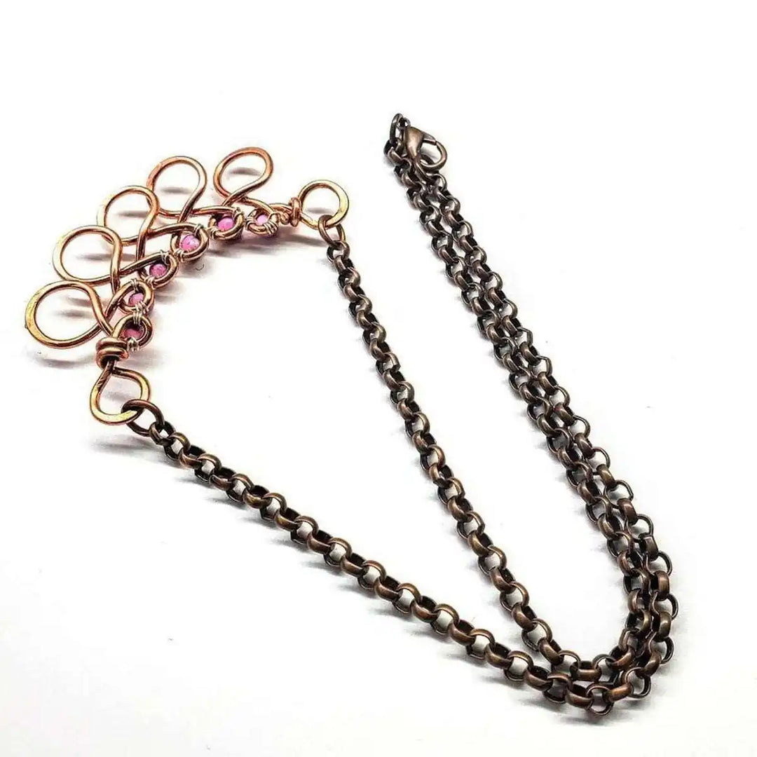 AMD1208 Copper Wire Wrapped Sculpted Pink GemstoneJewelryNecklace$ 78.00Alexa Martha Designs