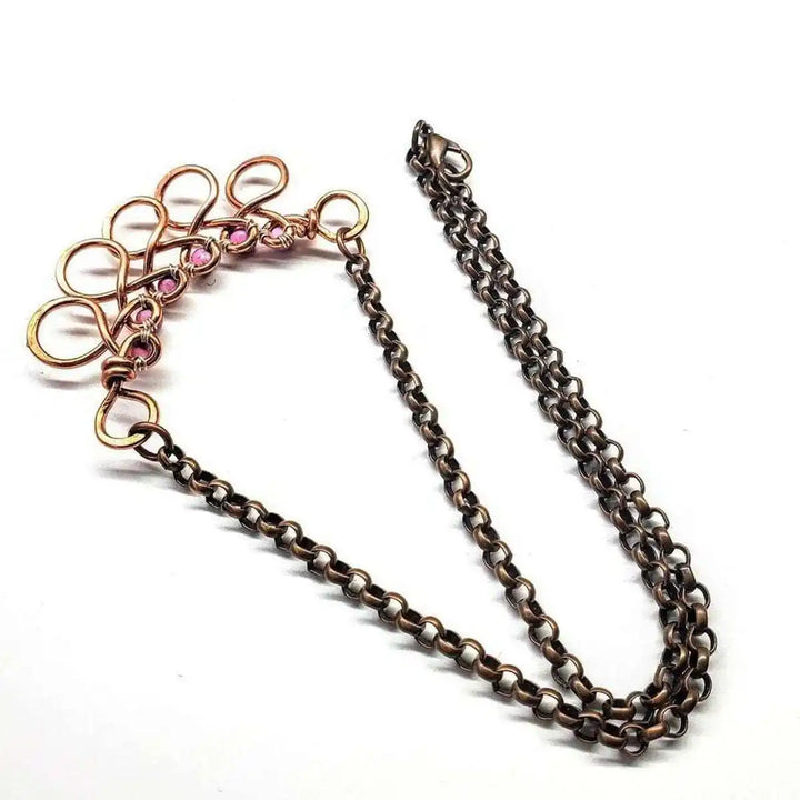 AMD1208 Copper Wire Wrapped Sculpted Pink GemstoneJewelryNecklace$ 78.00Alexa Martha Designs