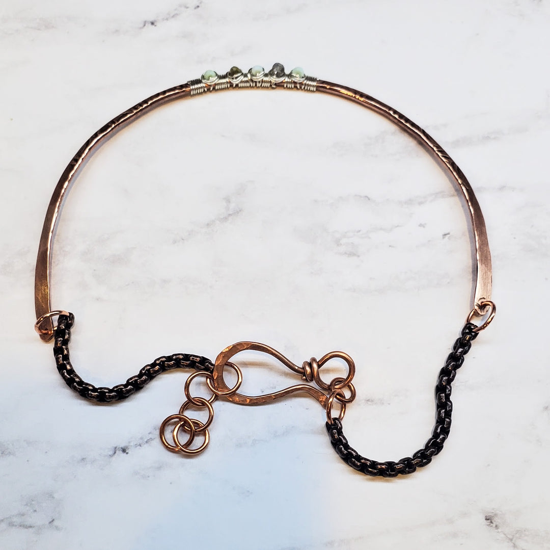 AMD1317Ergonomic Copper Sculpted Embossed Wire Gemstone ChokerJewelryNecklace$ 66.00Alexa Martha Designs
