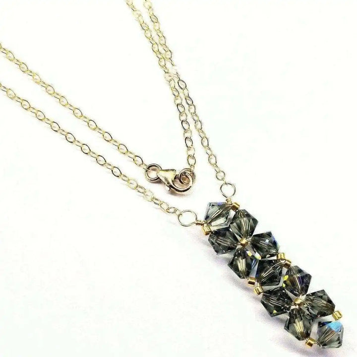 AMD1104-2 Gold Vertical Beaded Crystal Bar Necklace AlexaJewelryNecklace$ 64.00Alexa Martha Designs