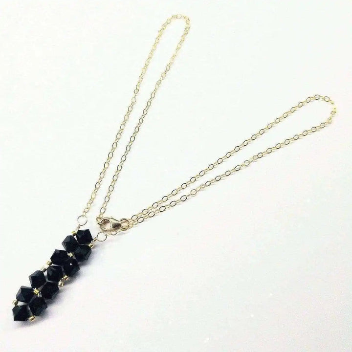 AMD1104 Gold Vertical Beaded Crystal Bar Necklace AlexaJewelryNecklace$ 64.00Alexa Martha Designs