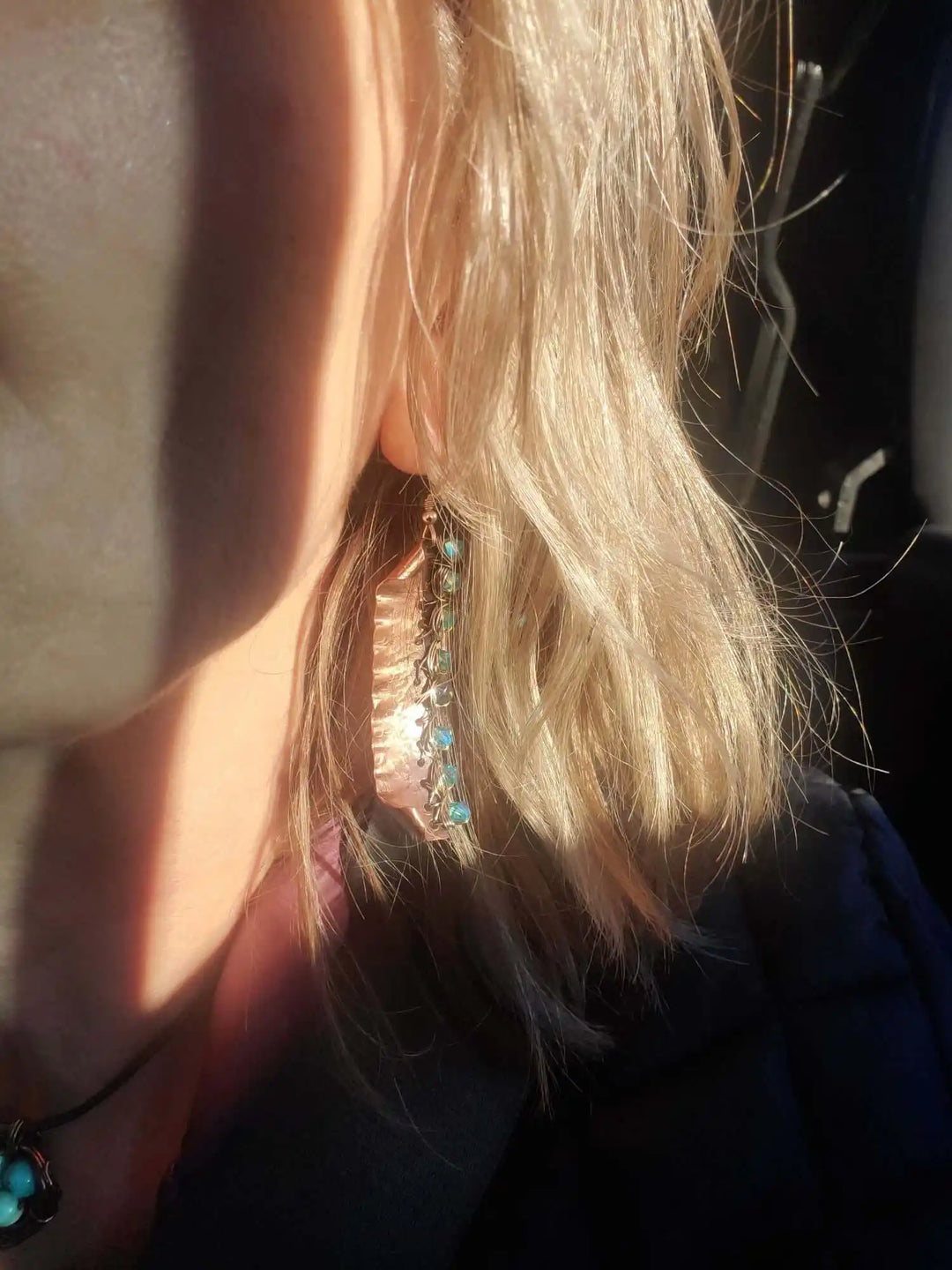 AMD1268Blue Green Crystal Hammered Copper Silver Bar EarringsEarringsEarrings$ 64.00Alexa Martha Designs