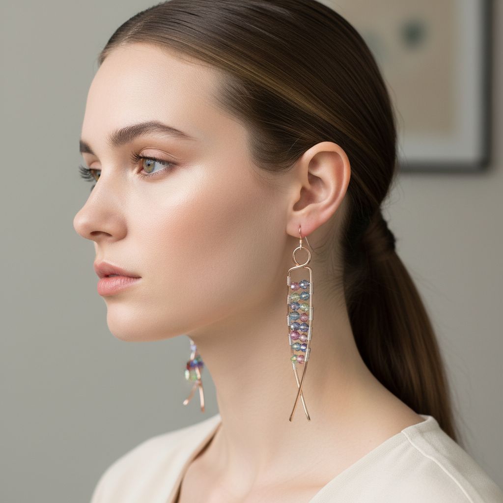 AMD1287Long Handmade Copper DNA Double Helix Crystal EarringsJewelryEarrings$ 67.00Alexa Martha Designs