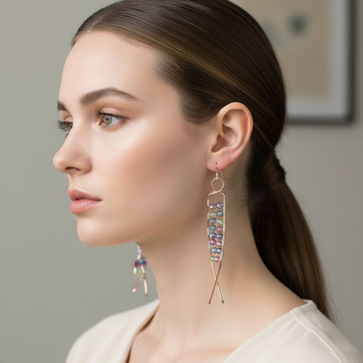 AMD1287Long Handmade Copper DNA Double Helix Crystal EarringsJewelryEarrings$ 67.00Alexa Martha Designs