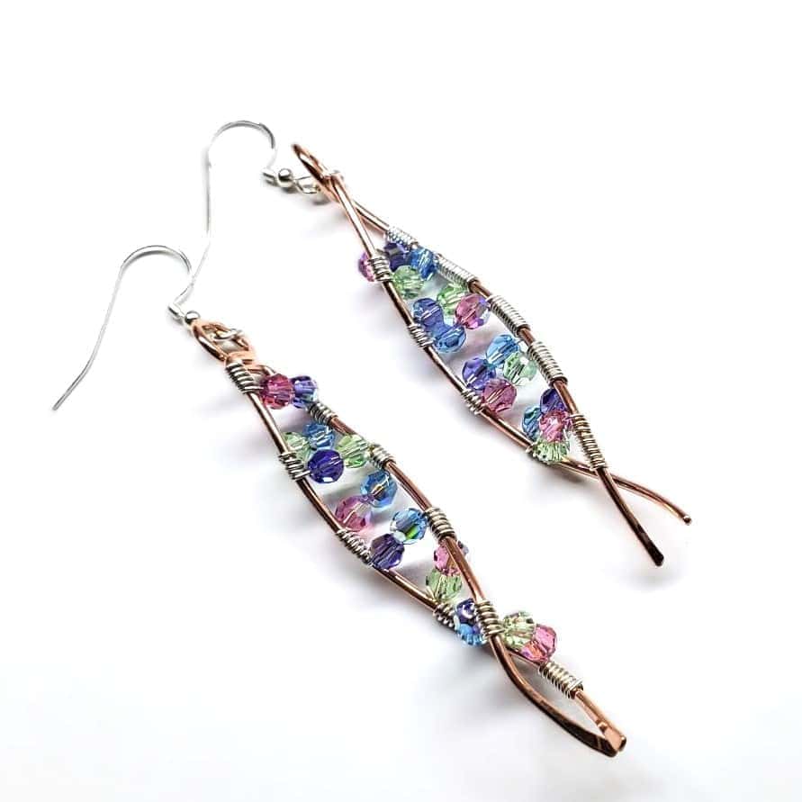 AMD1287Long Handmade Copper DNA Double Helix Crystal EarringsJewelryEarrings$ 67.00Alexa Martha Designs