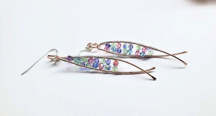 AMD1287Long Handmade Copper DNA Double Helix Crystal EarringsJewelryEarrings$ 67.00Alexa Martha Designs